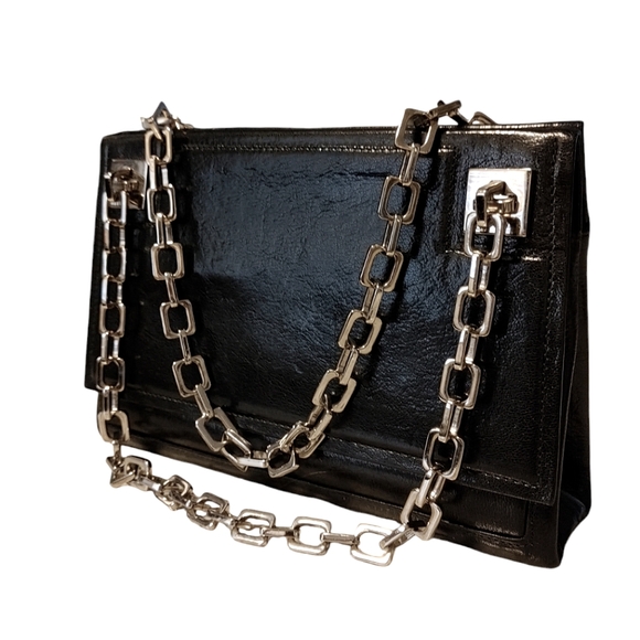 Vintage Bally Black Leather Silver Chain Shoulder Bag - Picture 13 of 13